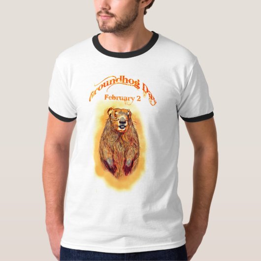 Groundhogのスケッチが付いている聖燭節のFunTワイシャツ Tシャツ (正面)