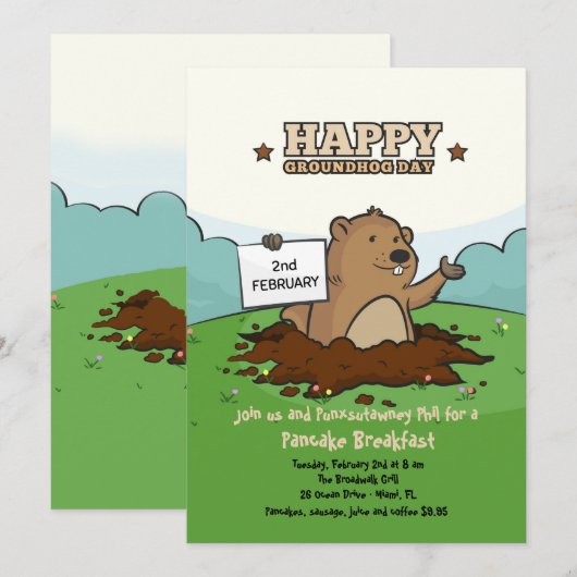 Groundhogの幸せな招待状 招待状 (正面/裏面)