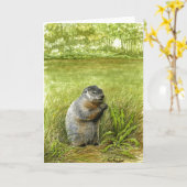 Groundhogの挨拶状 カード (黄色い花)