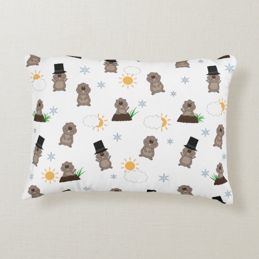 Groundhogの日のパターン アクセントクッション (裏面)