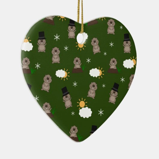 Groundhogの日のパターン セラミックオーナメント (右)