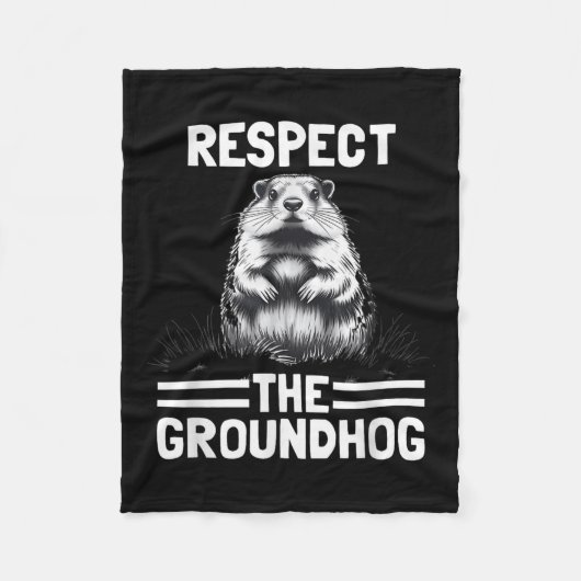 Groundhogの日を祝尊重する(_1) フリースブランケット (正面)