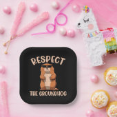 Groundhogを尊重する – ウッドチャック・グラウンドホッグの日 ペーパープレート (パーティー)