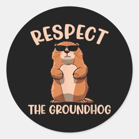 Groundhogを尊重する – ウッドチャック・グラウンドホッグの日 ラウンドシール (正面)