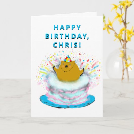 Groundhogデイ誕生日カード カード (黄色い花)