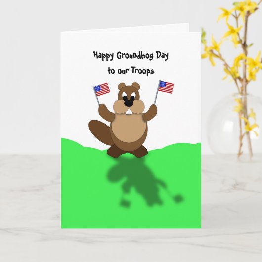 Groundhog武器への軍隊を旗揚げ、ハッピーグラウンド… カード (黄色い花)