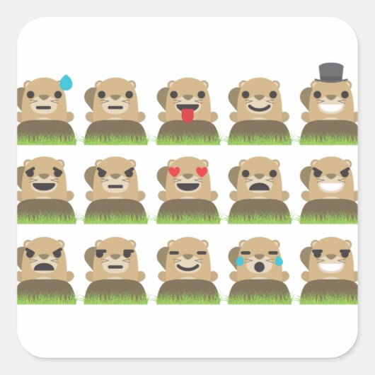 groundhog絵文字 スクエアシール (正面)