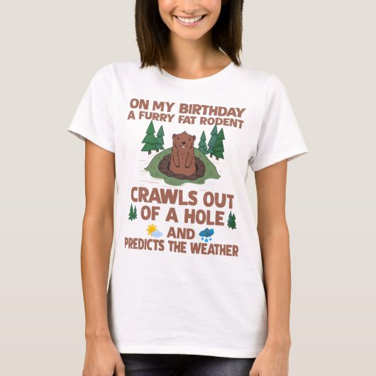 Groundhog誕生日シャツ、天気を予測 Tシャツ (正面)