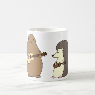 Groundhog、ハリネズミおよびウクレレのマグ コーヒーマグカップ
