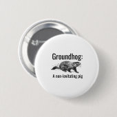 Groundhog A Non-levitating Pig Funny Pun Englieach 缶バッジ (正面&裏面)