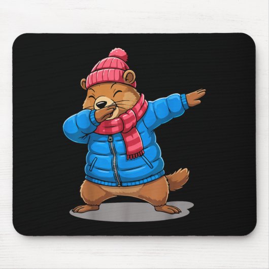 Groundhog Dabbing Groundhog Funny February 2 Groun マウスパッド (正面)
