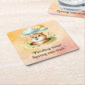 Groundhog Dayをテーマにした紙プレート スクエアペーパーコースター (アングル)