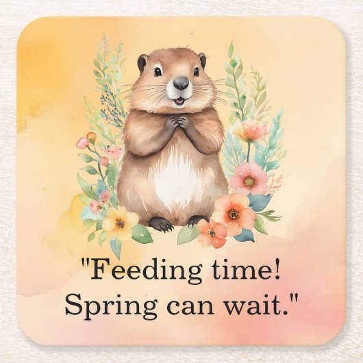 Groundhog Dayをテーマにした紙プレート スクエアペーパーコースター (正面)