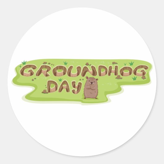 Groundhog Dayスタンプ ラウンドシール (正面)