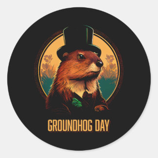 Groundhog Dayステッカー ラウンドシール