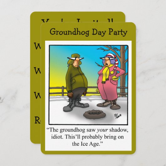 Groundhog Dayパーティーユーモアのある招待状 招待状 (正面/裏面)