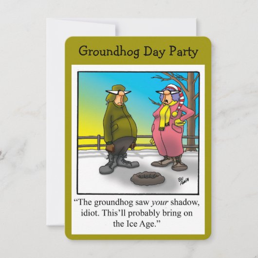 Groundhog Dayパーティーユーモアのある招待状 招待状 (正面)