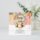 Groundhog Day招待状カー祝ド – おもしろい 招待状 (スタンド正面)