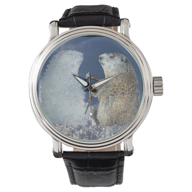 Groundhog Day遠くにのチッピング 腕時計 (正面)
