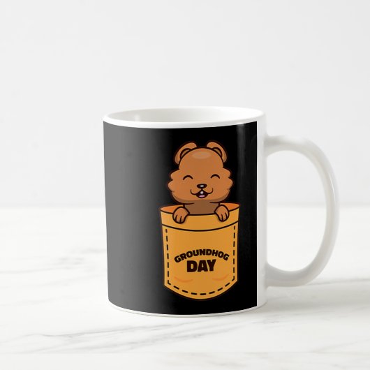 Groundhog Day 2023 Pocket Meme Funny Groundhog Lov コーヒーマグカップ (右)