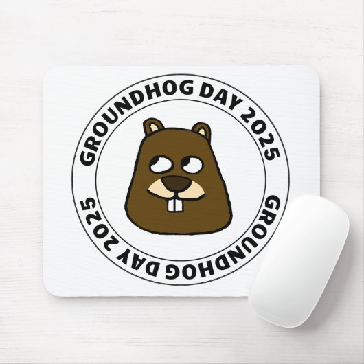Groundhog Day 2025 with Groundhog顔 マウスパッド (マウス)