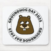 Groundhog Day 2025 with Groundhog顔 マウスパッド (正面)