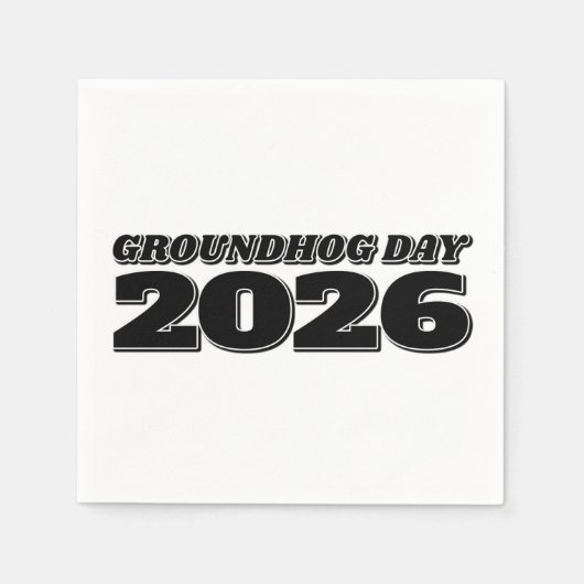 Groundhog Day 2026 スタンダードカクテルナプキン (正面)