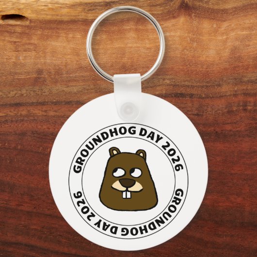 Groundhog Day 2026 with Groundhog face キーホルダー (裏面)