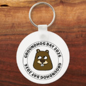Groundhog Day 2026 with Groundhog face キーホルダー (正面)