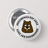 Groundhog Day 2026 with Groundhog face 缶バッジ (正面&裏面)