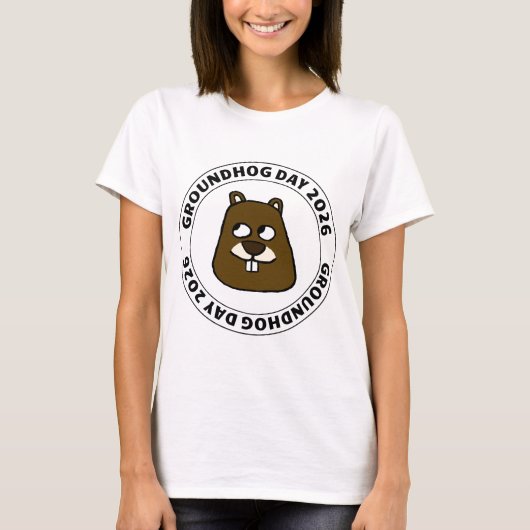 Groundhog Day 2026 with Groundhog face Tシャツ (正面)