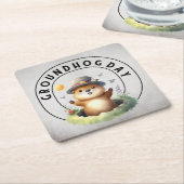 Groundhog day 22 February  スクエアペーパーコースター (アングル)