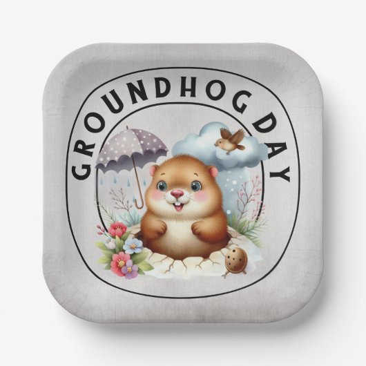 Groundhog day 22 February  ペーパープレート (正面)
