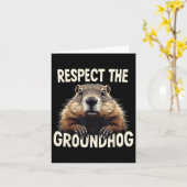 Groundhog Day Animを祝尊重する カード (黄色い花)
