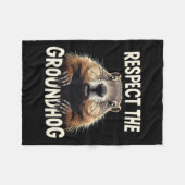 Groundhog Day Animを祝尊重する フリースブランケット (正面(横))