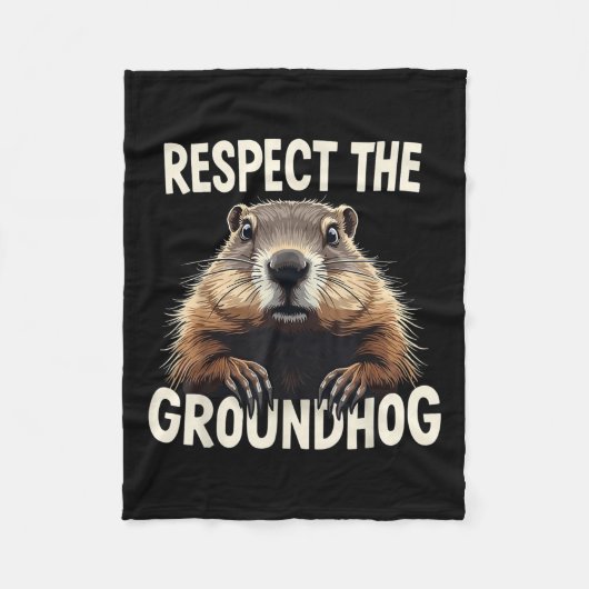 Groundhog Day Animを祝尊重する フリースブランケット (正面)