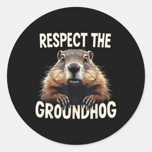 Groundhog Day Animを祝尊重する ラウンドシール (正面)