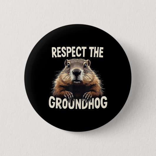 Groundhog Day Animを祝尊重する 缶バッジ (正面)