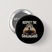 Groundhog Day Animを祝尊重する 缶バッジ (正面&裏面)