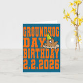 Groundhog Day Birthday February 2nd 2026 Party Ora カード (黄色い花)
