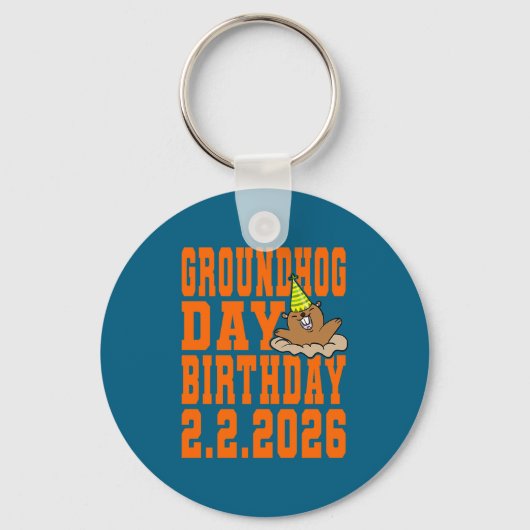 Groundhog Day Birthday February 2nd 2026 Party Ora キーホルダー (正面)