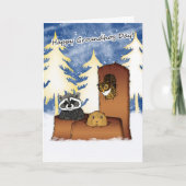 Groundhog Day Card - Grounddog、Racoon、Owl カード (正面)