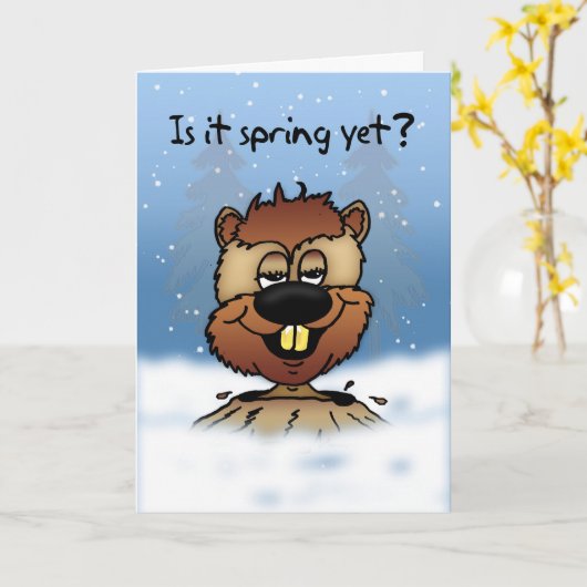 Groundhog Day Card - It春は？ カード (黄色い花)