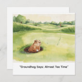 Groundhog Day Golfer Winter Golf Holiday シーズンカード (正面/裏面)