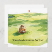Groundhog Day Golfer Winter Golf Holiday シーズンカード (正面/裏面)