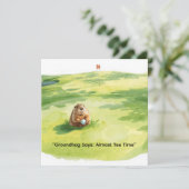 Groundhog Day Golfer Winter Golf Holiday シーズンカード (スタンド正面)