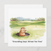 Groundhog Day Golfer Winter Golf Holiday シーズンカード (正面/裏面)