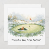 Groundhog Day Golfer Winter Golf Holiday シーズンカード (正面/裏面)