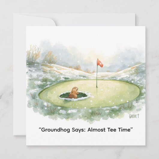 Groundhog Day Golfer Winter Golf Holiday シーズンカード (正面)