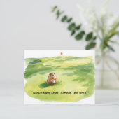 Groundhog Day Golfer Winter Golf Holiday シーズンポストカード (スタンド正面)